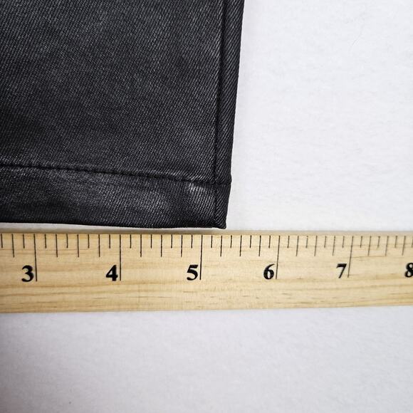 Eileen Fisher Womens Waxed Organic Cotton Stretch Denim Pant Black Biker Chic 4 - Picture 15 of 16